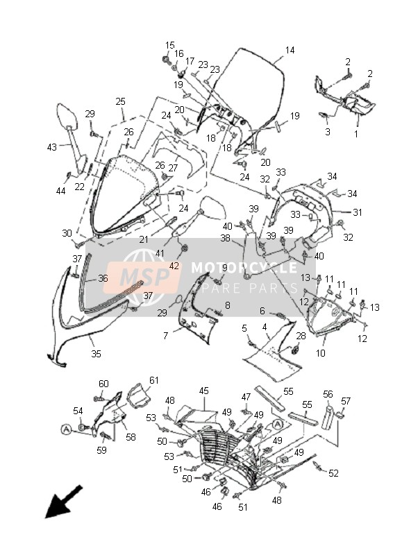 Yamaha XP500A T-MAX 2009 Windshield for a 2009 Yamaha XP500A T-MAX